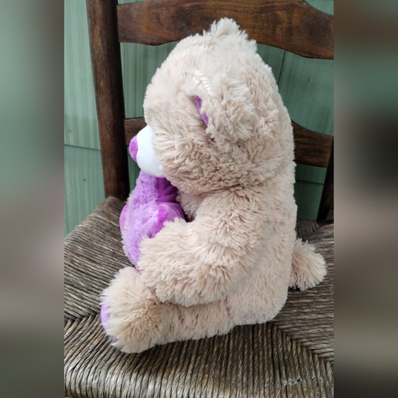 Goffa Teddy Bear with Purple Heart 12" Kelly Toy Sitting Valentine Plush Stuffie - Picture 7 of 16
